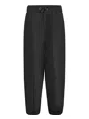 Herno Carrot Fit Black Taffeta Trousers With Adjustable Waistband In Black