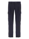 Herno Deep Blue Polyester Pants With Patch Pockets In Blue