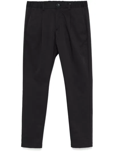 Herno Washed Mechanical Stretch Twill Trousers In Blue