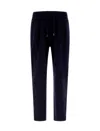 Herno Resort Trousers In Coupled Wool Pique In Blue