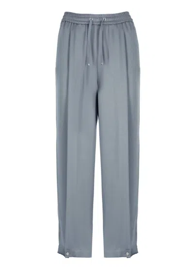 Herno Elasticated-waistband Satin Trousers In Blue