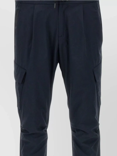 Herno Trousers Cargo Style Elastic Waist In Navy