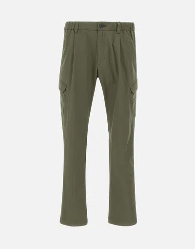 Herno Green Cargo Trousers With Rear Elastic Waistband