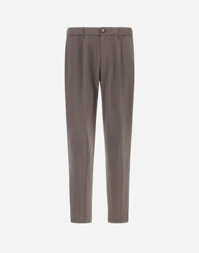 Herno Pleated Trousers Belt Loops Back Pocket In Brown