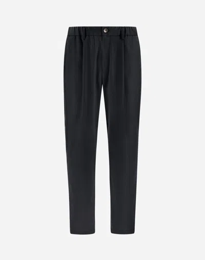 Herno Trousers In Cashmere And Silk In Blue