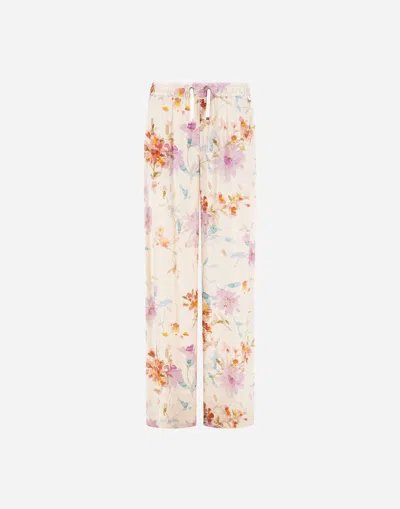 Herno Trousers In Floral Print In Multi