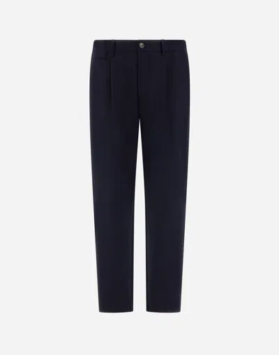Herno Trousers In Fluid Wool In Blue