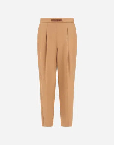 Herno Trousers In Fluid Wool In Brown