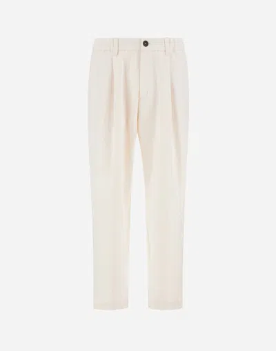 Herno Trousers In Fresh Crinkled Woven In White