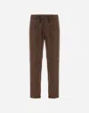 Herno Trousers In Herringbone Wool Flannel In Brown