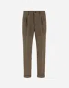Herno Trousers In Houndstooth Wool And Cotton In Green