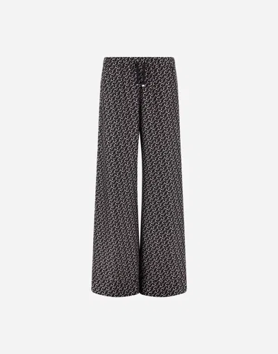 Herno Trousers In Iconic Print Silk In Black