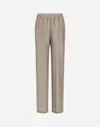 Herno Trousers In Iconic Print Silk In Camel