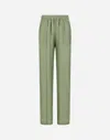 Herno Trousers In Iconic Print Silk In Light Green
