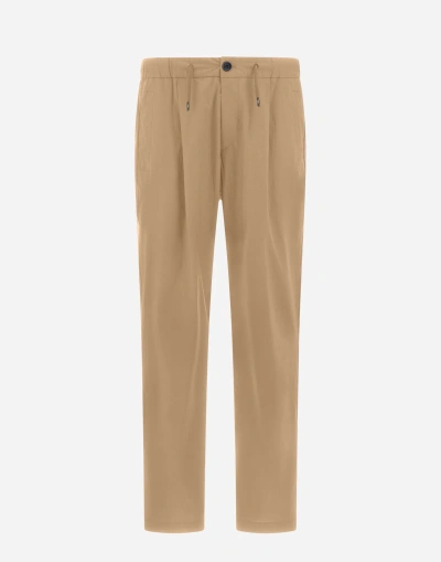 Herno Trousers In Light Cotton Stretch In Sand