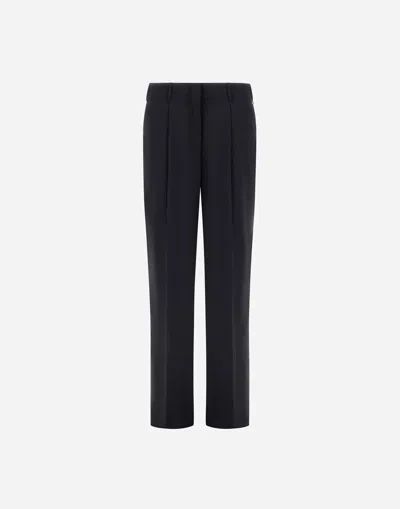 Herno Trousers In Light Stretch Woolly In Black