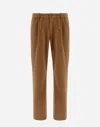 Herno Trousers In Linen Velvet In Camel