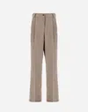 Herno Trousers In Linen Pinstripe In Chantilly