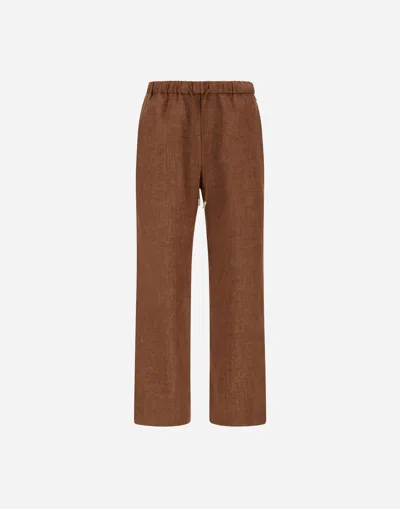 Herno Trousers In New Linen In Brown