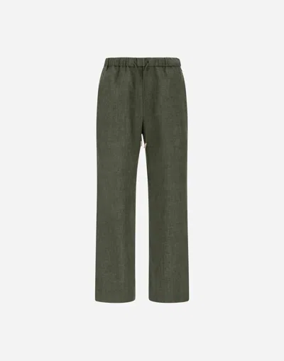 Herno Trousers In New Linen In Green