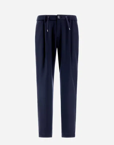 Herno Trousers In New Business In Navy Blue