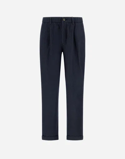 Herno Trousers In Organic Denim In Blue