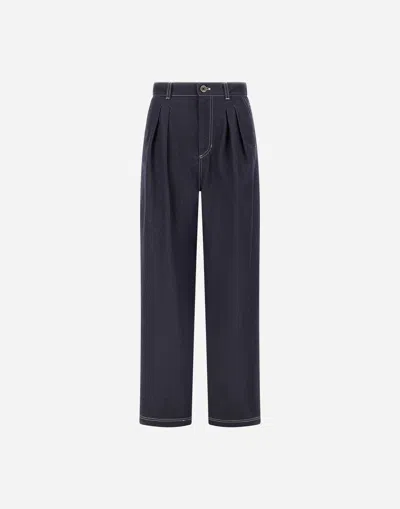 Herno Trousers In Organic Denim In Blue