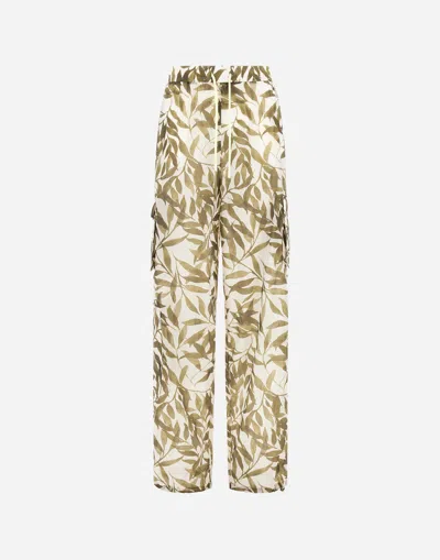 Herno Trousers In Printed Ripstop And Light Mesh In Multi