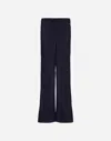 Herno Trousers In Ribbed & Braided Merino Wool In Blue