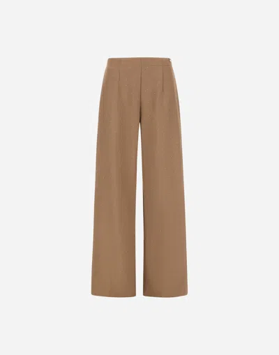 Herno Trousers In Soft Bright Linen Blend In Brown