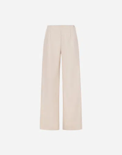 Herno Trousers In Soft Bright Linen Blend In Neutral