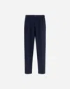 Herno Trousers In Stretch Cotton Velvet In Blue