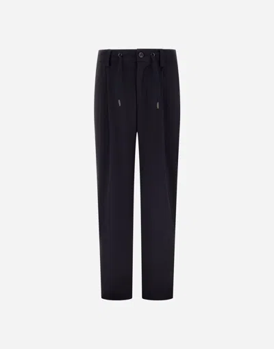 Herno Kids' Trousers In Stretch Tech Woven In Blu Navy