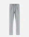 Herno Resort Trousers In Melange Suede Effect In Light Grey