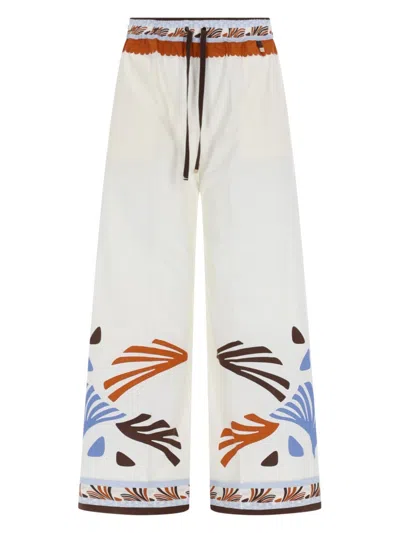 Herno Trousers In Summer Print Cotton In Multi