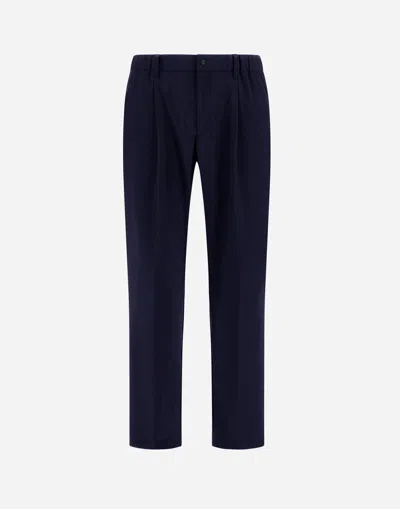 Herno Trousers In Tech-merino In Blue