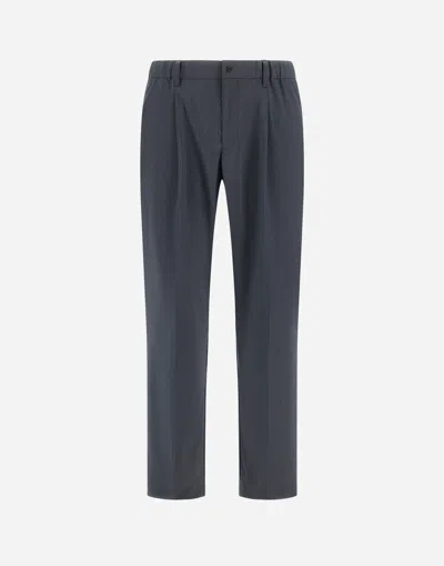 Herno Trousers In Tech-merino In Blue