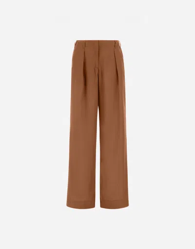 Herno Trousers In Tropical Wool In Brown