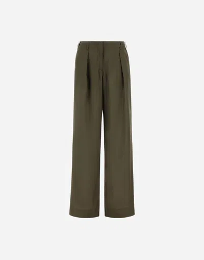 Herno Trousers In Tropical Wool In Green