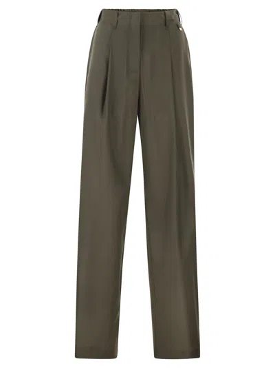 Herno Trousers In Tropical Wool In Green