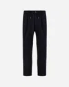 Herno Blue Trousers With Elastic Waistband In Black