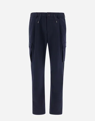 Herno Trousers In Warm Tech In Navy Blue