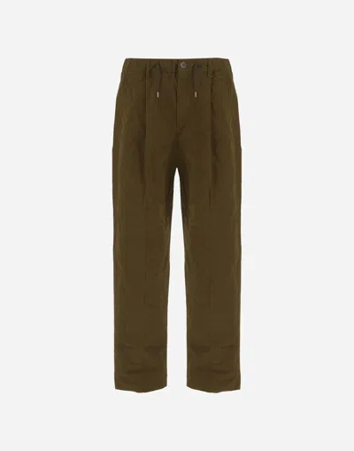 HERNO TROUSERS IN WAXED TECH COTTON