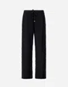 Herno Black Trousers With Wavy Pattern And Drawstring Waist In Black