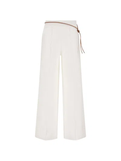 Herno Regular Fit Trousers With Ironed Crease And Elasticated Waist In White