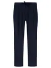 Herno Drawstring Waist Pleated Trousers In Blue