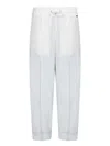 Herno Cropped White Taffeta Trousers With Adjustable Drawstring In White