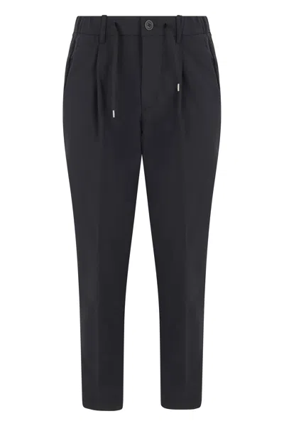 Herno Trousers With Crease And Elastic Waist In Black