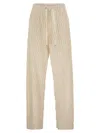 Herno Trousers With Crumpled Effect And Wavy Pattern In Neutral