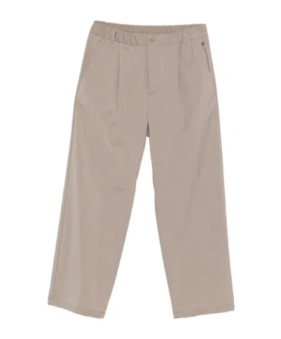 Herno Trousers With Elasticated Waist And Ruffle Detailing In Gray